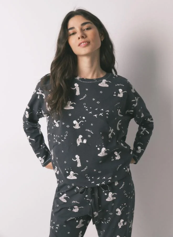 women'secret Grey 100% cotton long pyjamas EL PRINCIPITO